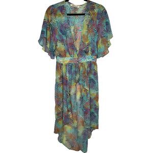 Liberty Love Swim Suit Cover-up Size Large Sheer Palm Tree Floral Beachy Boho